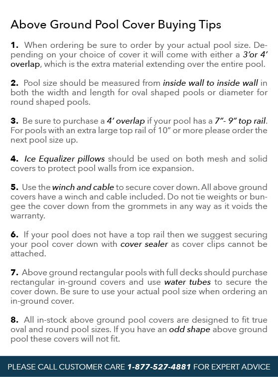 Pool Cover Size Chart