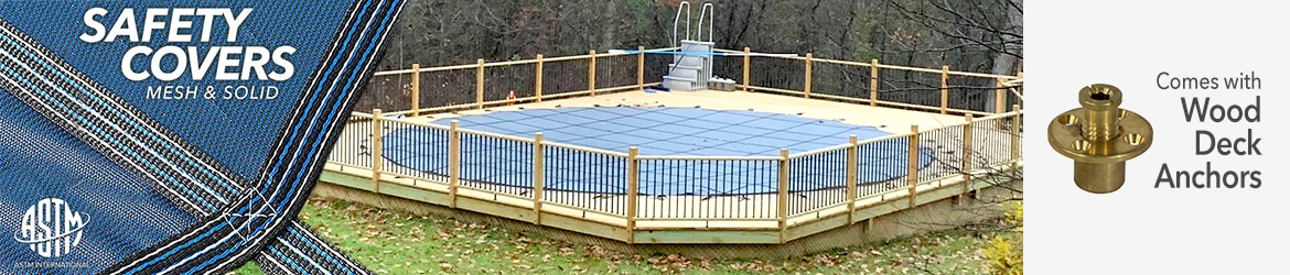 Round Swimming Pool Safety Covers with Wood Decks