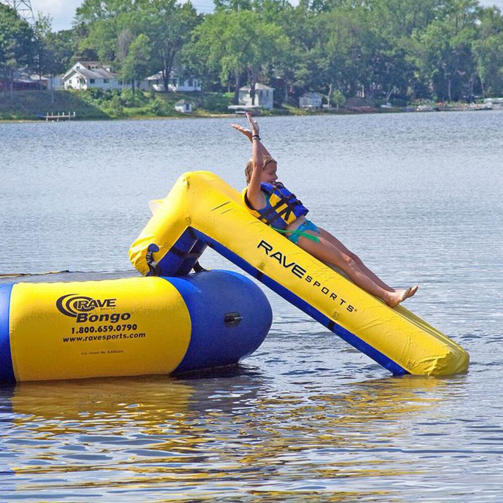 water trampoline and slide