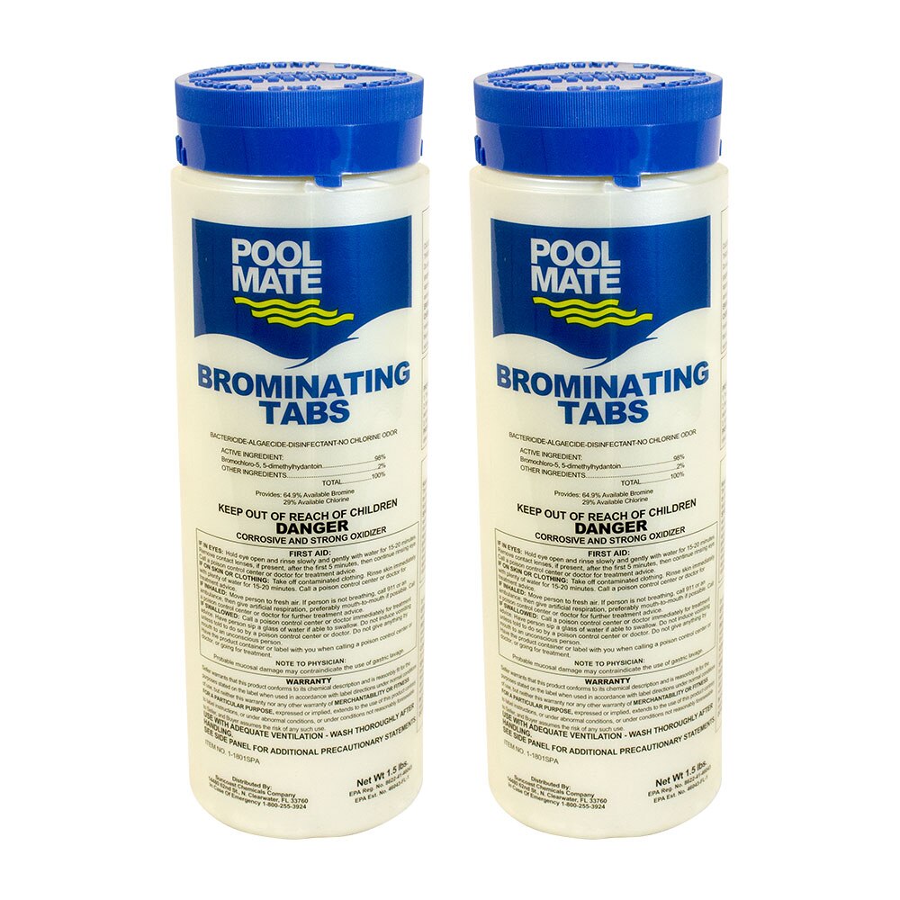 Pool Mate Bromine Tabs Pool Spa & Hot Tub Sanitizing Chemical 2 x 1.5