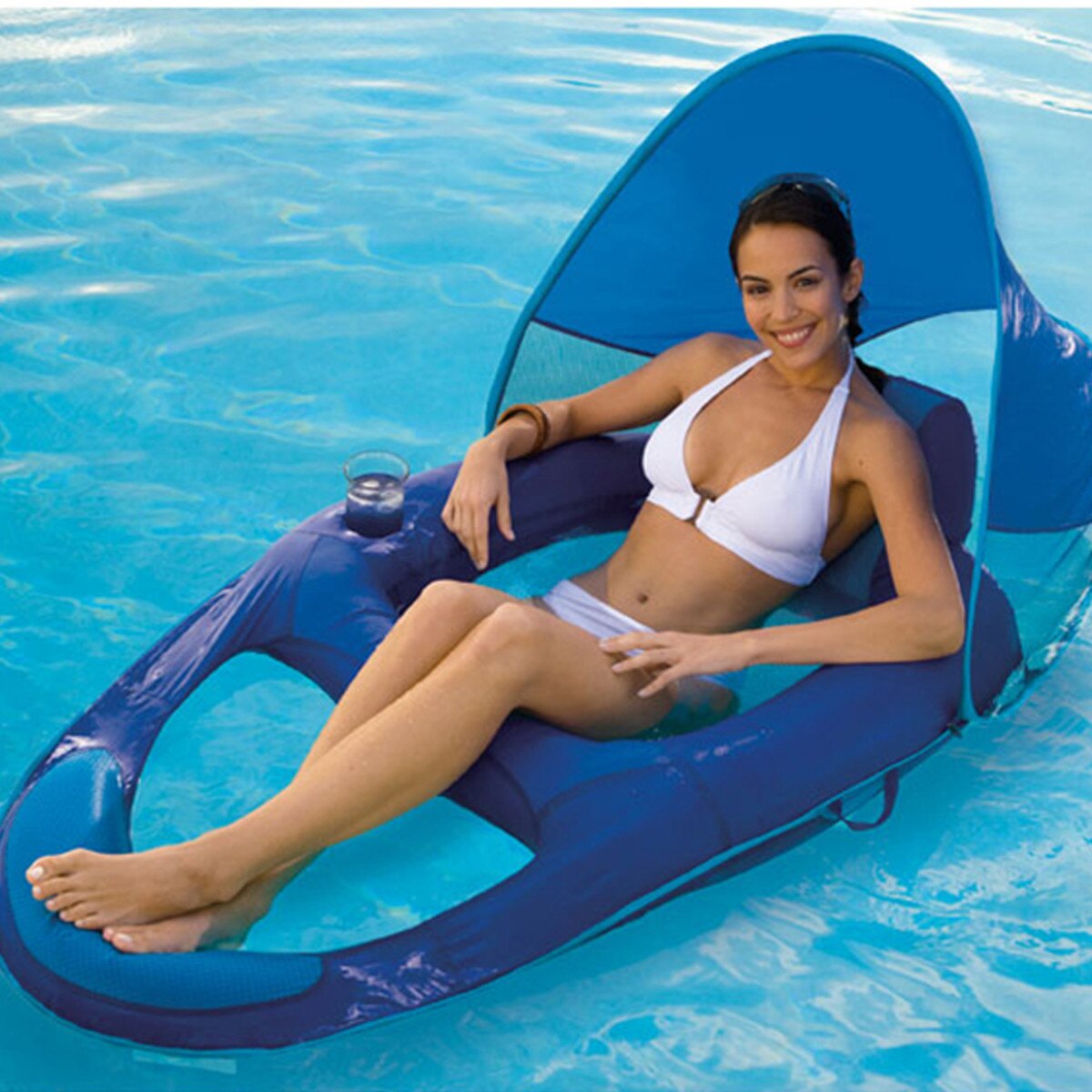 Swimways Spring Float Recliner With Canopy | Splash Super ...