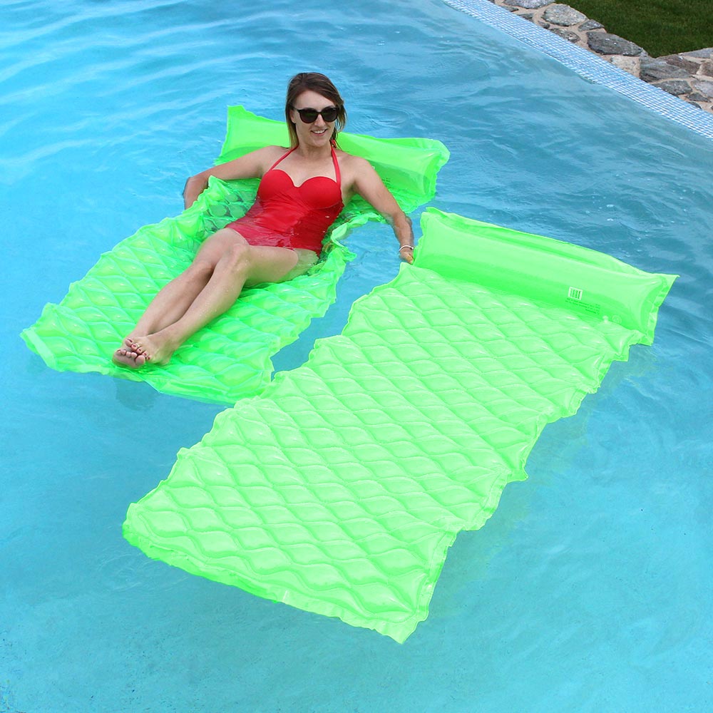 SunSplash Smart Float 90" x 34" Swimming Pool Mattress Lounge Green 2