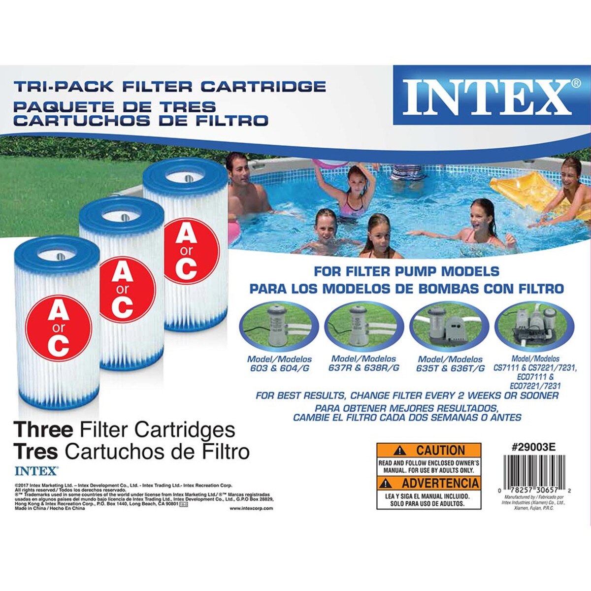 Intex Type A Filter Cartridge 3 Pack Splash Super Center