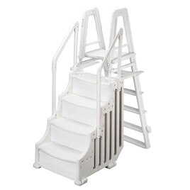 ladder ground above pool pools safety mighty ladders ocean step outside swimming combo steps