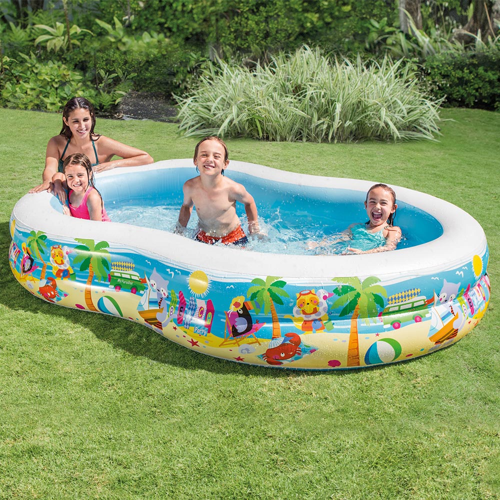 intex inflatable ocean scene sun shade kids swimming pool with canopy