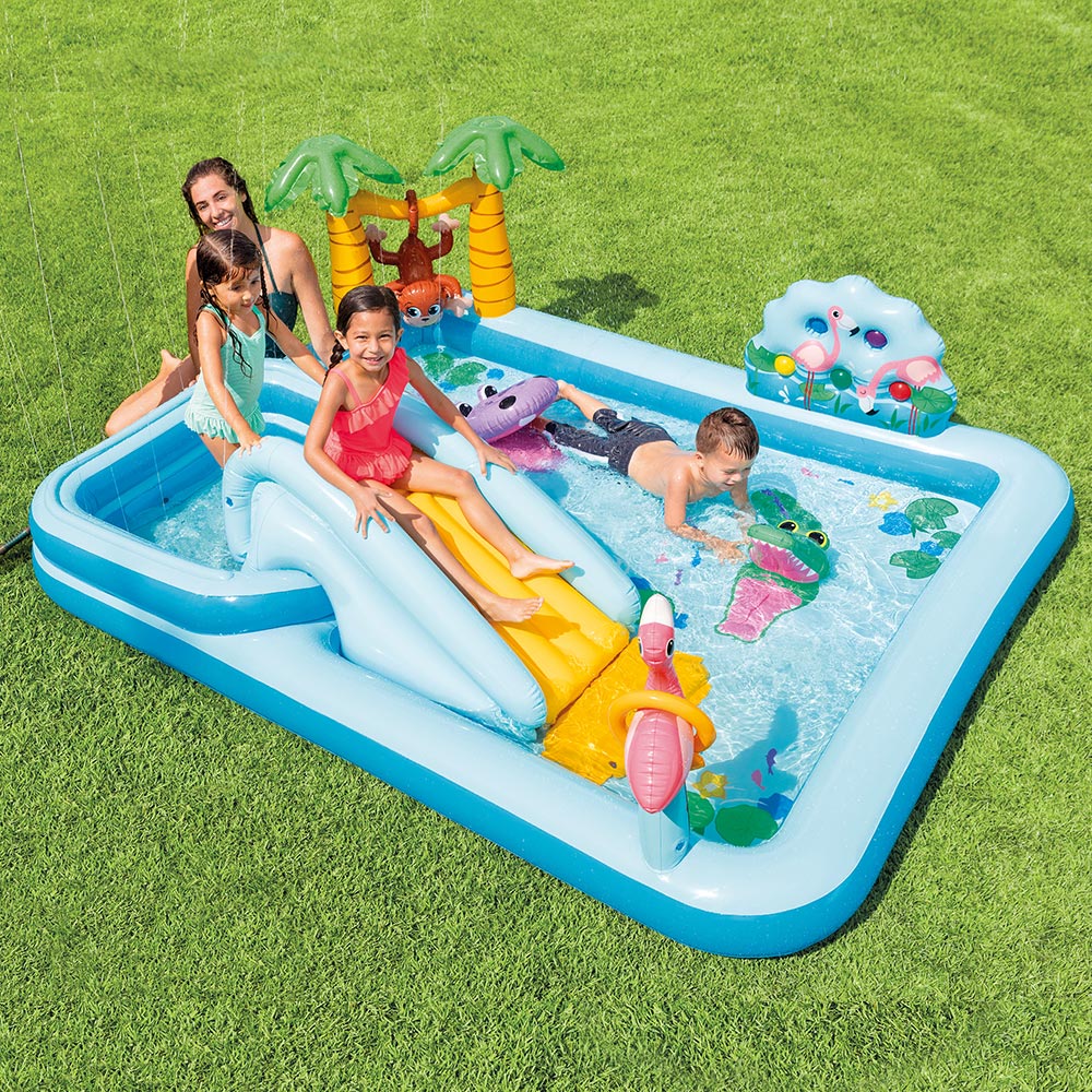 intex jungle adventure play center inflatable kiddie spray wading pool