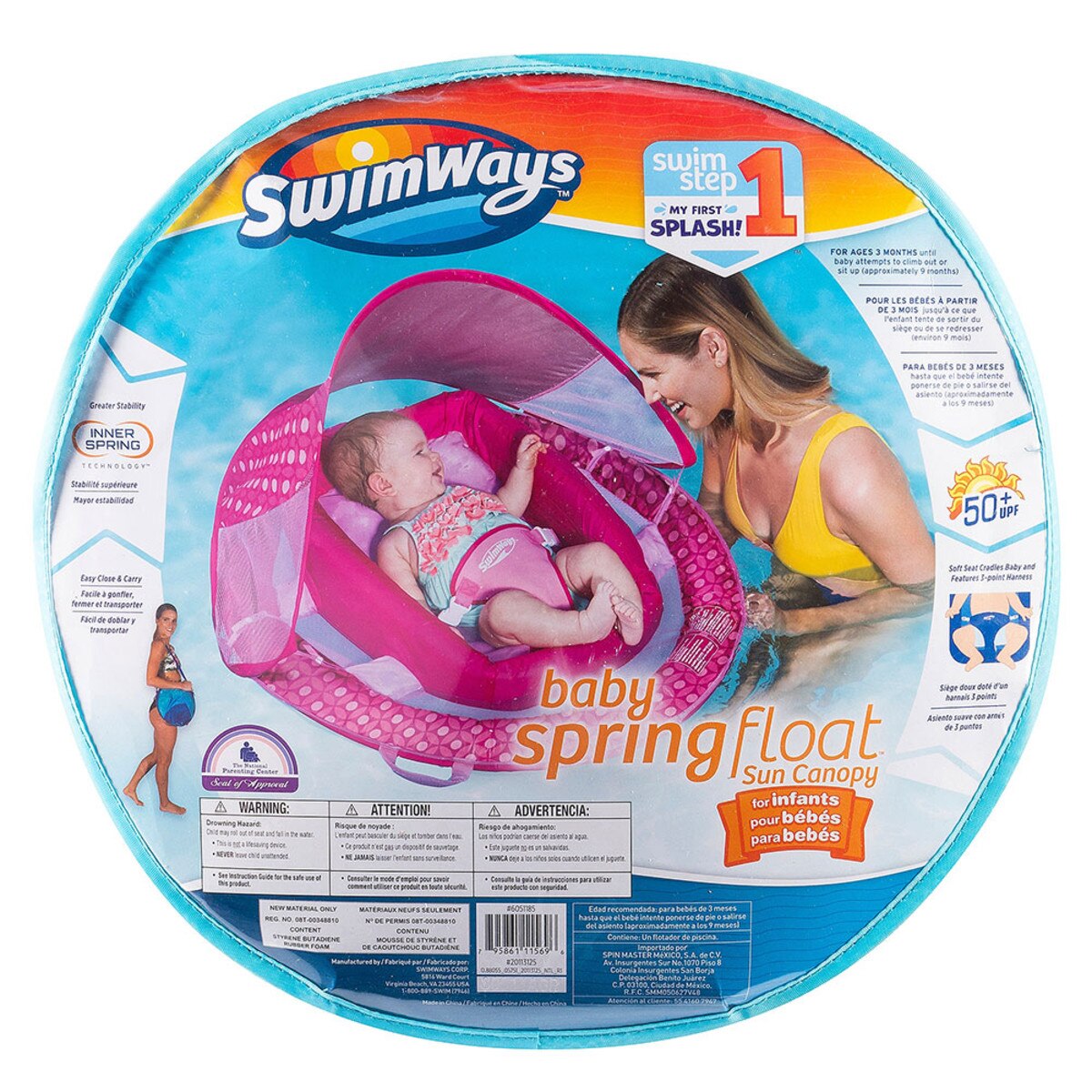 Swimways Baby Infant Spring Float Canopy Pink Kids Floats & Pools Pool Supplies