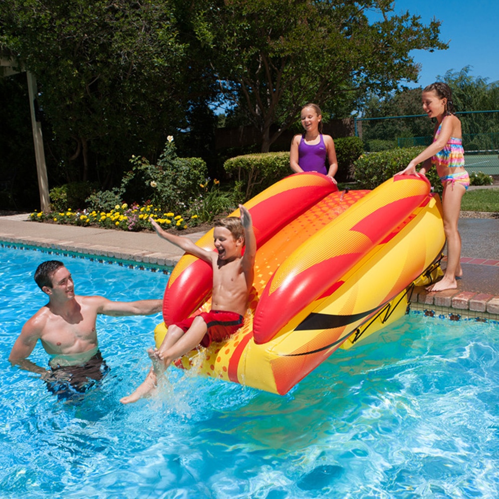 blow up slide into pool