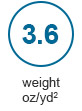 Weight: The weight of a textile measured in ounces per square yard